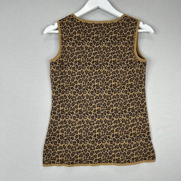 Exclusively Misook Top Womens Small Brown Cheetah Animal Print Knit Tank Y2K - Picture 5 of 9